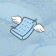 Bye Bye Mattress blue logo with springs background